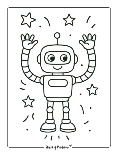 easy robot coloring page for kids