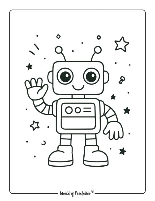 easy robot coloring page for toddlers