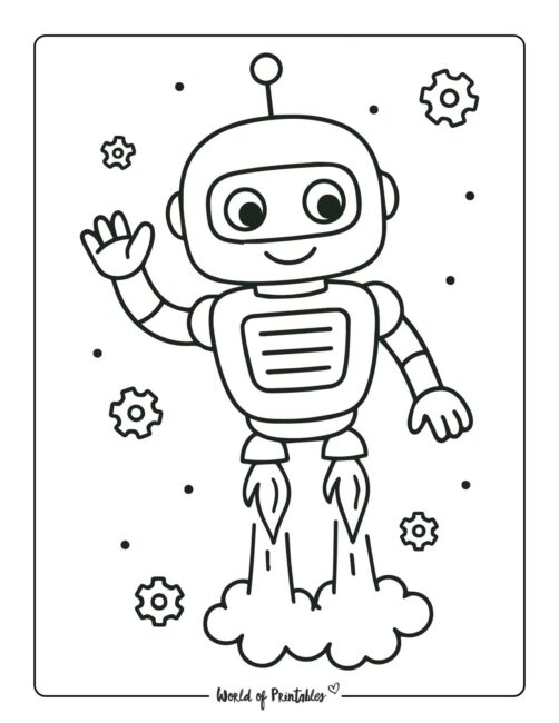 flying robot coloring page