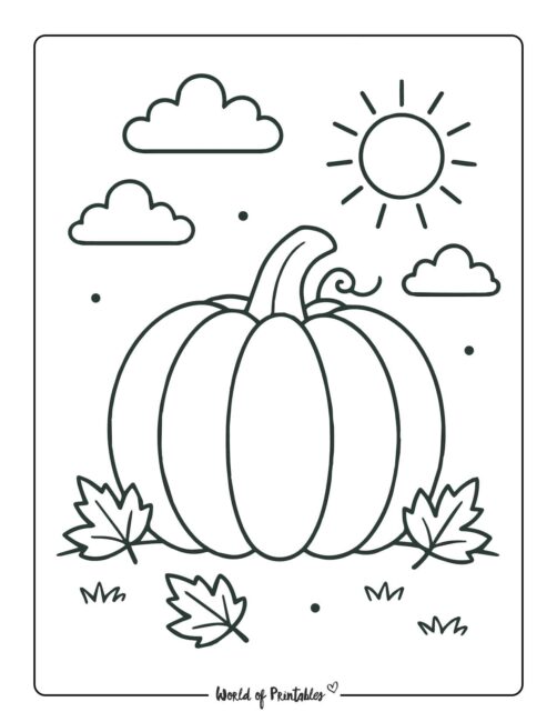 pumpkin coloring page Fall Scene