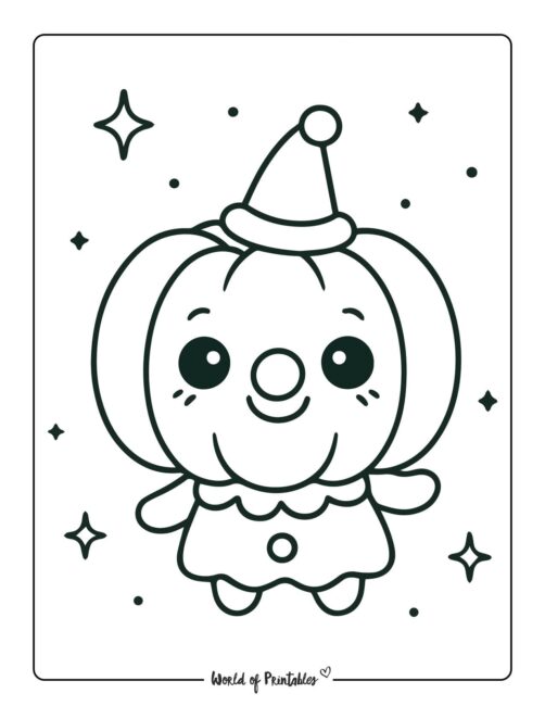 pumpkin coloring page clown costume