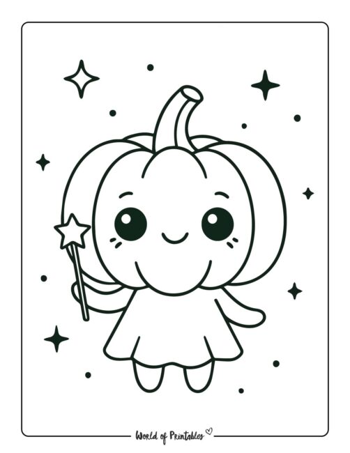 pumpkin coloring page fairy costume