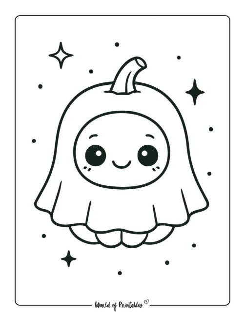 pumpkin coloring page ghost costume