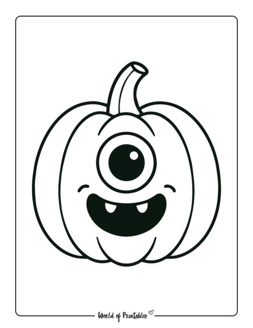 pumpkin coloring page jack o lantern cyclops face