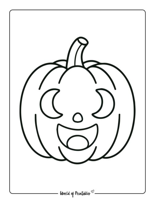 pumpkin coloring page jack o lantern moon eyes