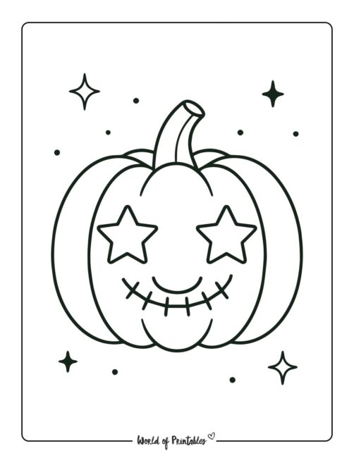 pumpkin coloring page jack o lantern starry eyes