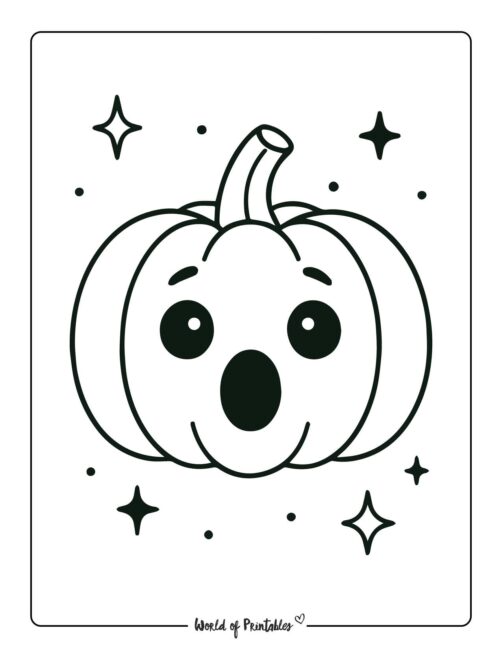 pumpkin coloring page jack o lantern surprised face