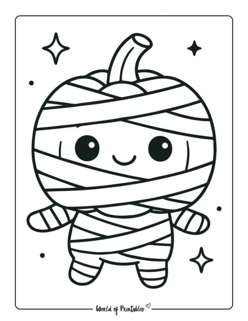 pumpkin coloring page mummy costume