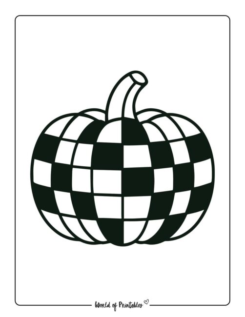 pumpkin coloring page patterned checkerboard