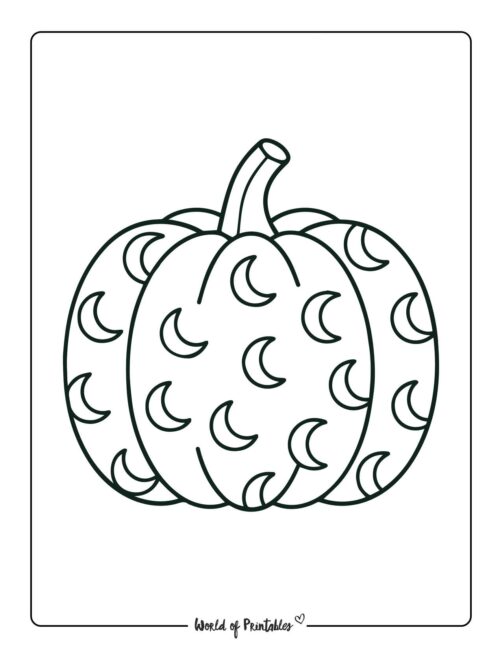 pumpkin coloring page patterned crescent moons