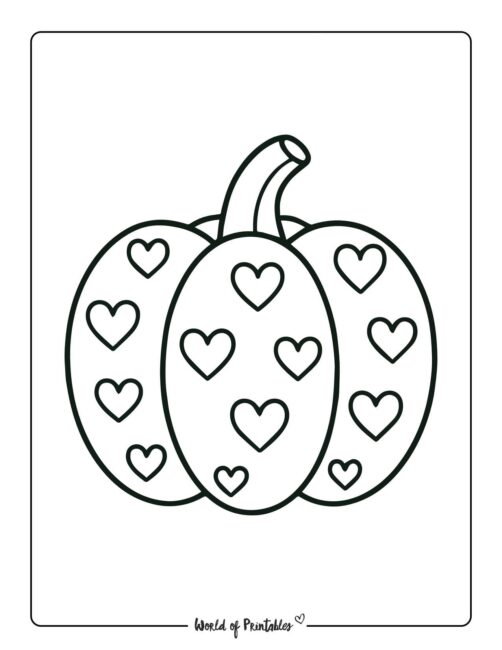 pumpkin coloring page patterned hearts