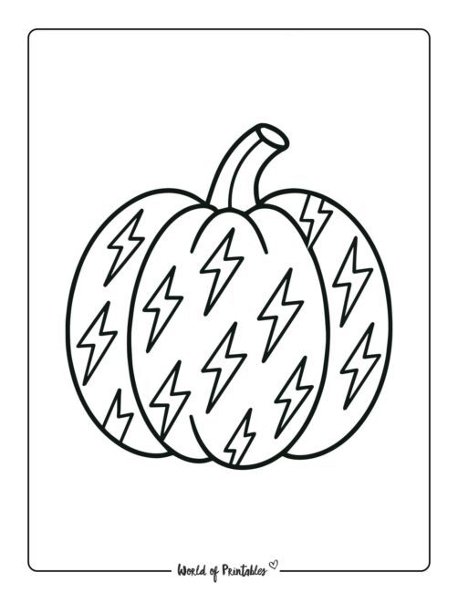 pumpkin coloring page patterned lightning bolts