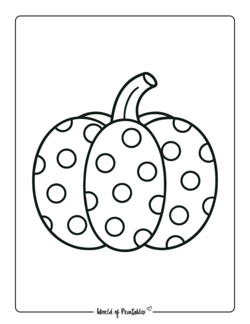 pumpkin coloring page patterned polka dots