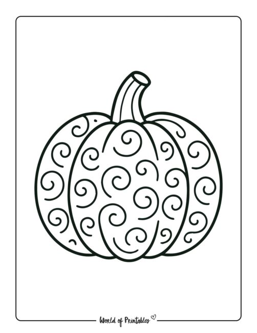 pumpkin coloring page patterned swirls
