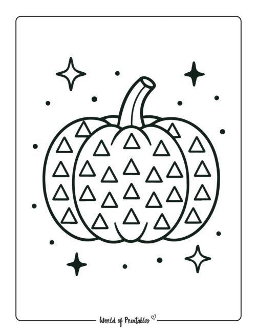 pumpkin coloring page patterned triangles