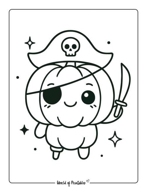 pumpkin coloring page pirate costume