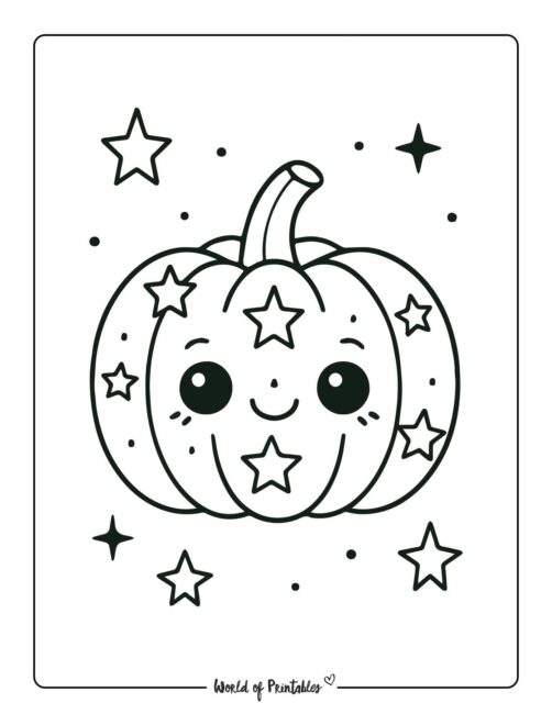 pumpkin coloring page with stars