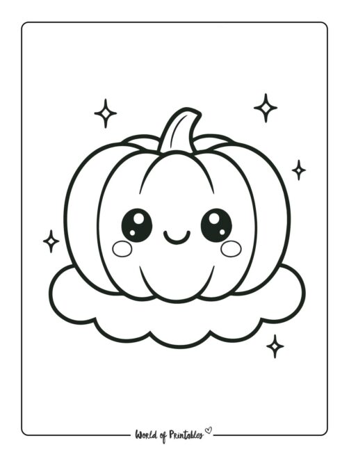 pumpkin on a cloud coloring page