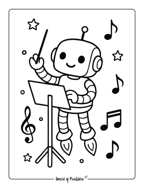 robot composer coloring page