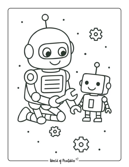 robot fixing toy coloring page