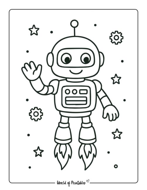 robot with jet feet coloring page