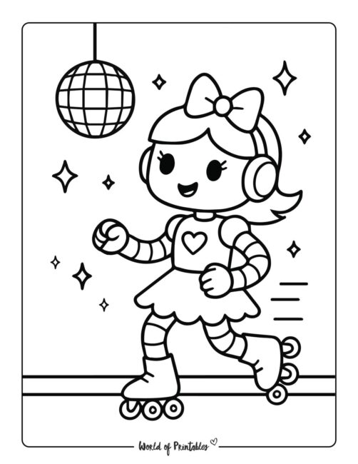 roller blading robot coloring page