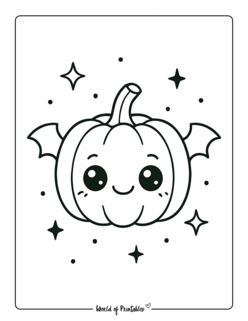 simple bat pumpkin coloring page
