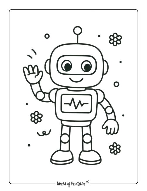simple robot coloring page