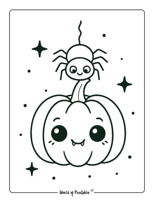 spider and pumpkin coloring page