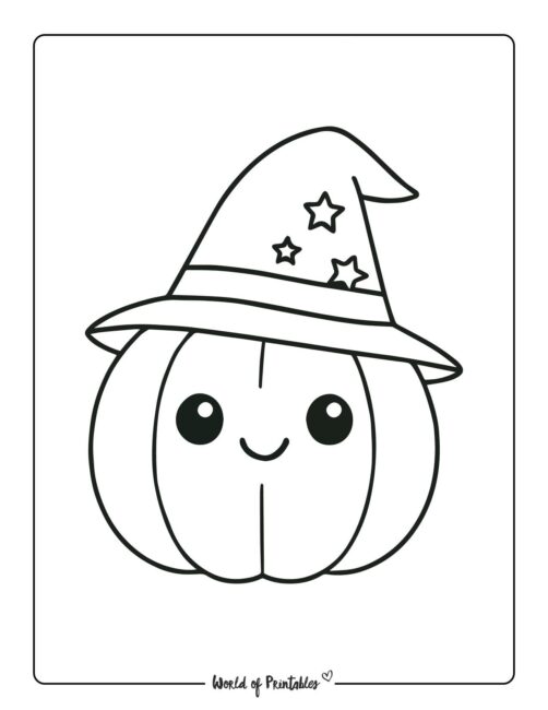 witch pumpkin coloring page for kids
