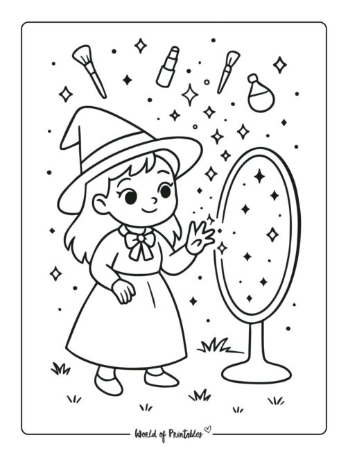 witch-with-magic-mirror-coloring-page