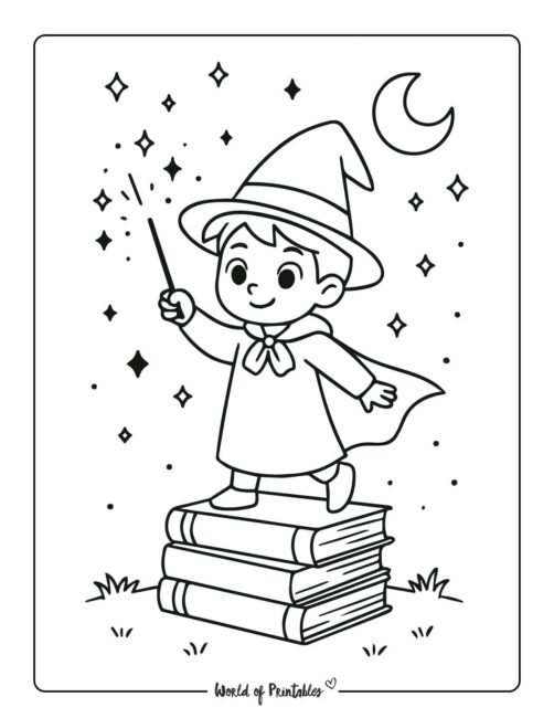 wizard-and-books-coloring-page