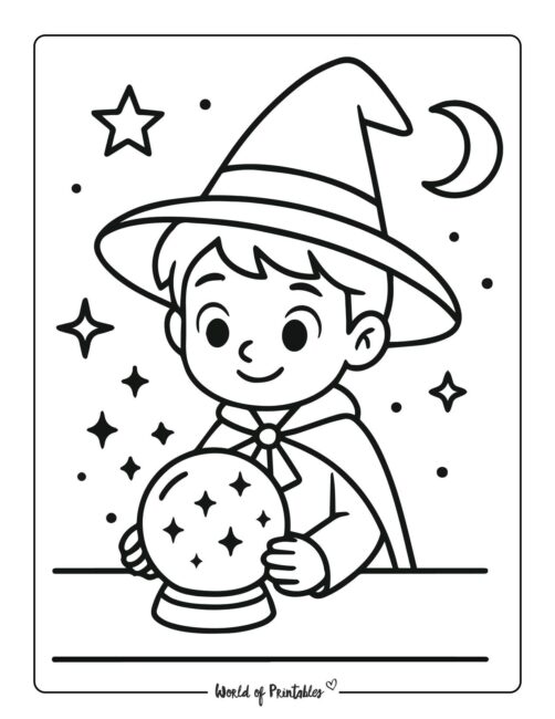 wizard-and-crystal-ball-coloring-page
