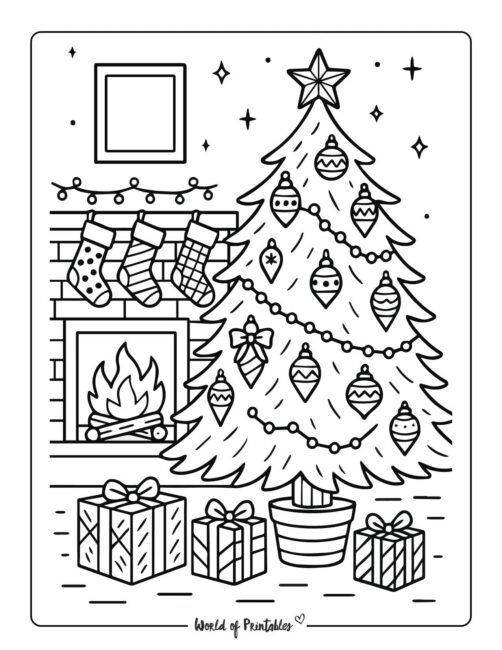 Aesthetic Christmas Tree Coloring Page
