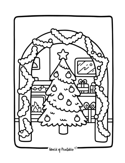 Beautiful Christmas Scene Coloring Page