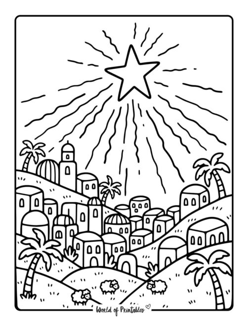 Bethlehem printable nativity coloring pages