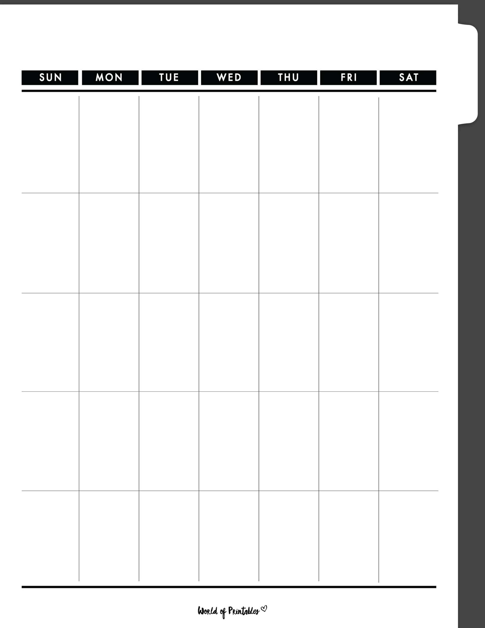 Printable Blank Calendar Templates - World of Printables