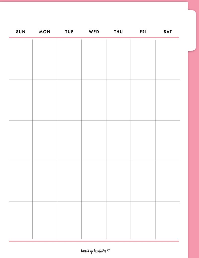 Blank Calendar 308