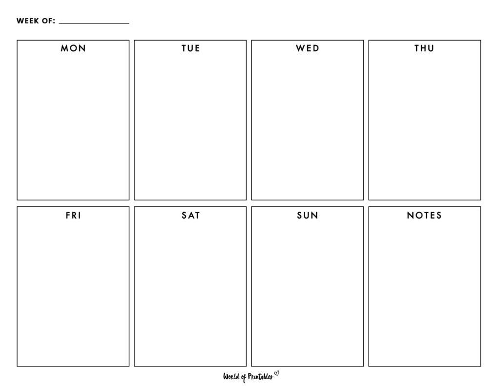 Blank Weekly Calendar