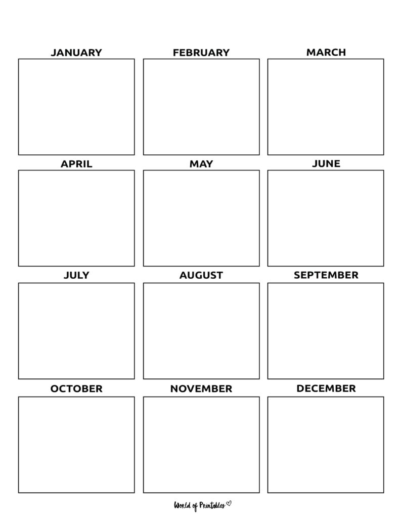 Blank Yearly Calendar