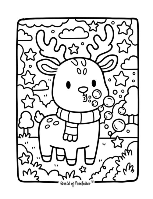 Bold Reindeer Coloring Page Cute