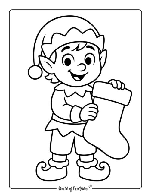 Bold and Easy Elf Coloring Page for Kids