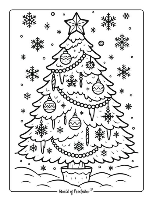 Christmas Tree Coloring Page for Adults