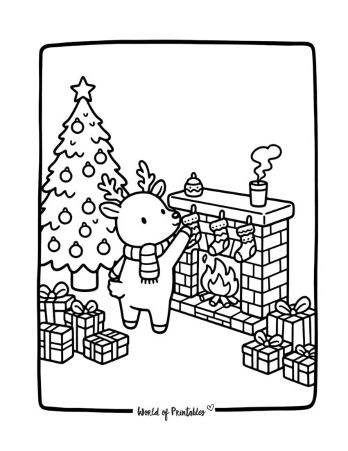 Cozy Reindeer Coloring Picture for Christmas
