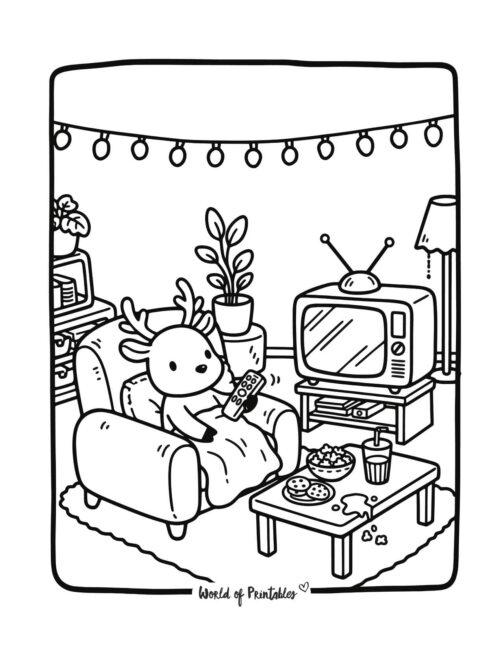 Cozy Reindeer Coloring Sheet