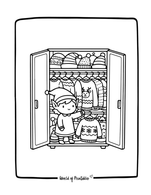 Cute Elf Clothes Coloring Page