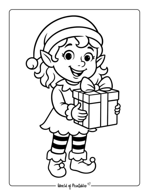 Cute Girl Elf Coloring Page