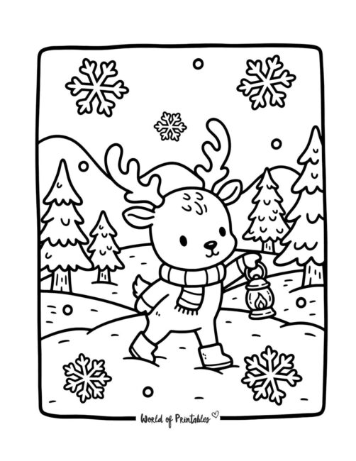 Cute Reindeer Coloring Page Bold Design