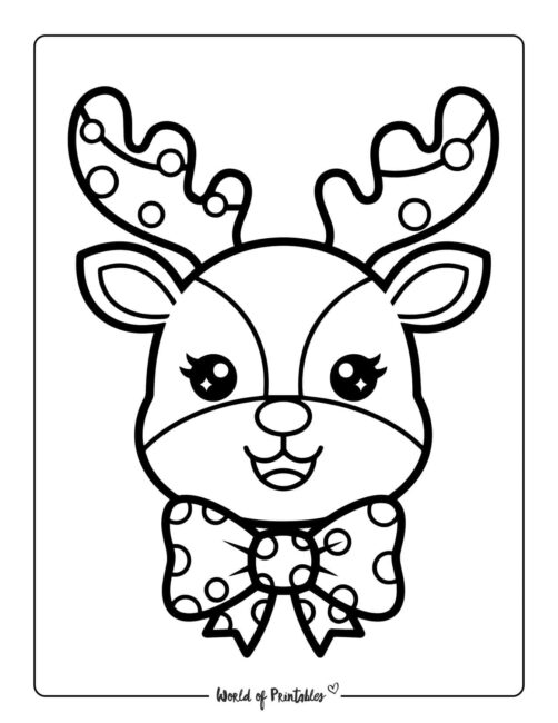 Cute Reindeer Coloring Page for Kids