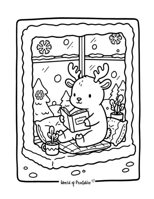 Cute Reindeer Coloring Picture Cozy Style